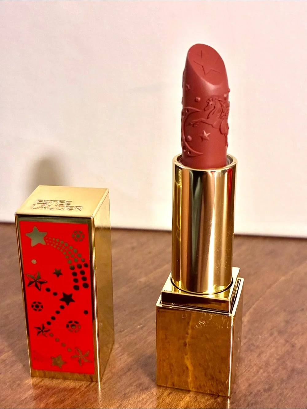 Estee Lauder Embossed limited Ed Lipstick in Celestial Nude